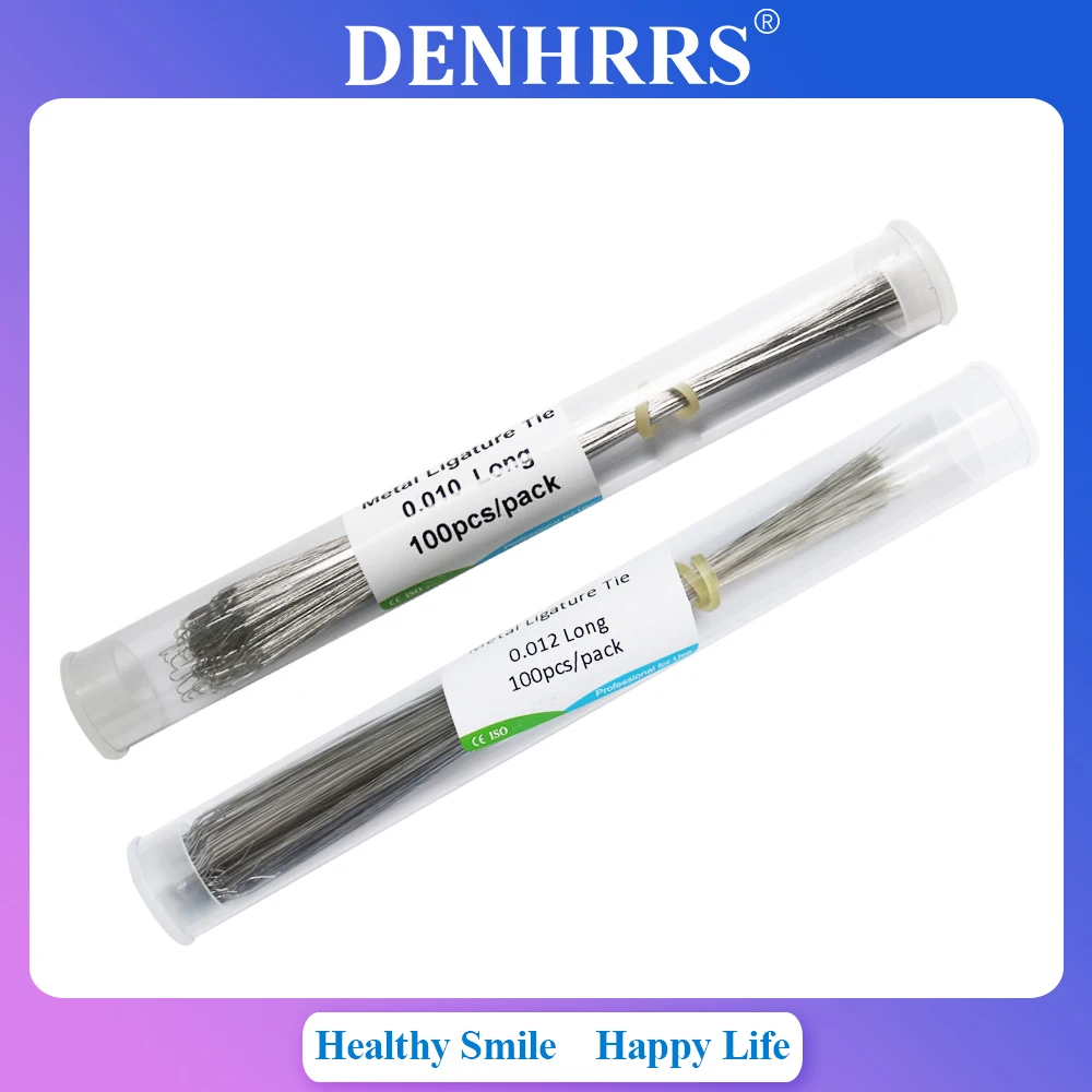 100개/튜브 치과용 스테인리스 스틸 롱 0.008/0.010/0.012 프리폼 결찰용 끈 치과용품