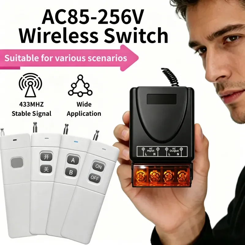 AC 220V 30A 1CH 433MHz Wireless Remote Control Switch RF Relay Receiver + Transmitter For Electric Appliance Lamp