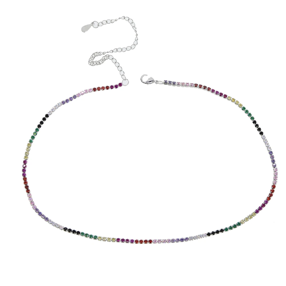 Clear Cz Tennis Chain Choker Ketting Dunne Ketting Goud Kleur Hoge Kwaliteit Vrouwen Lady Fashion Trendy Chockers