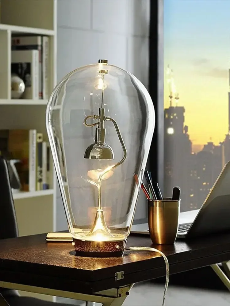 Vintage Glass Desk Lamp Industrial Style Desk Reading Light Bedside Table Lamp for Bedroom Home Decorations Lustre Touch Switch