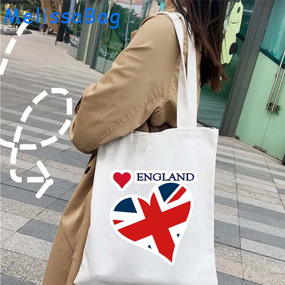 Vintage Big Ben Clock London Bus United Kingdom UK Flag Skyline Landmarks England Lover Gifts Canvas Shoulder Totes Bag Handbag