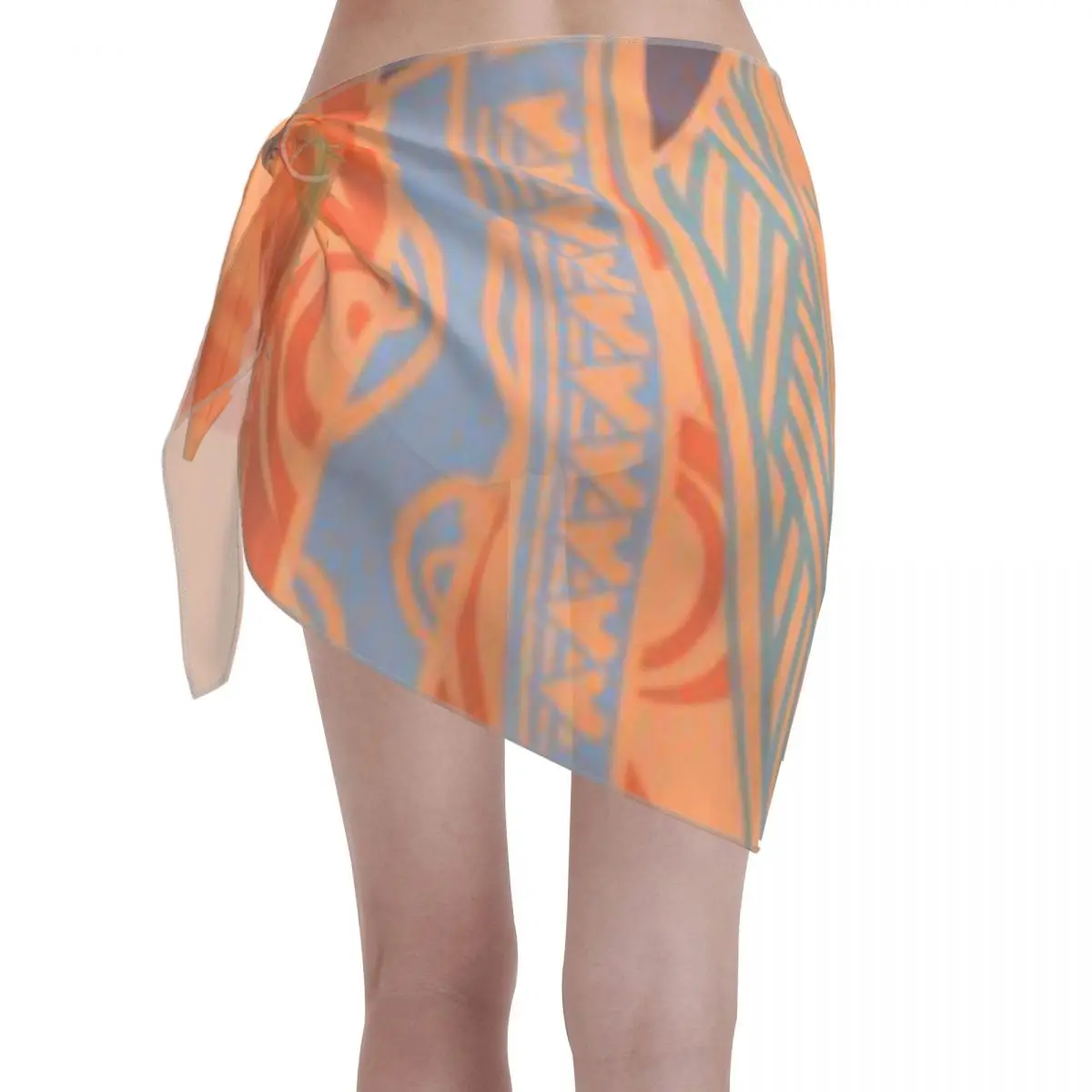 Promotion Sunset Orange Hawaiian Tribal Threads Women's Beach Wrap SkirtBackyard Pool Party Beach Sarong