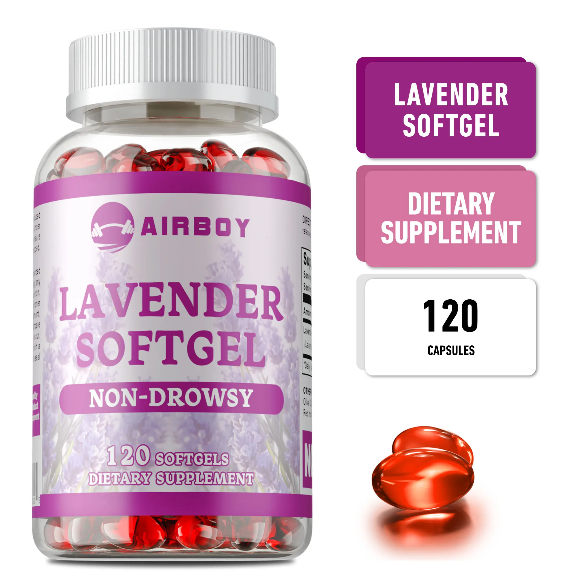 

Lavender Capsules - Reduces Tension, Soothes Mood, Helps with Relaxation & Calming, Improves Sleep Quality, Non-GMO, Gluten-free