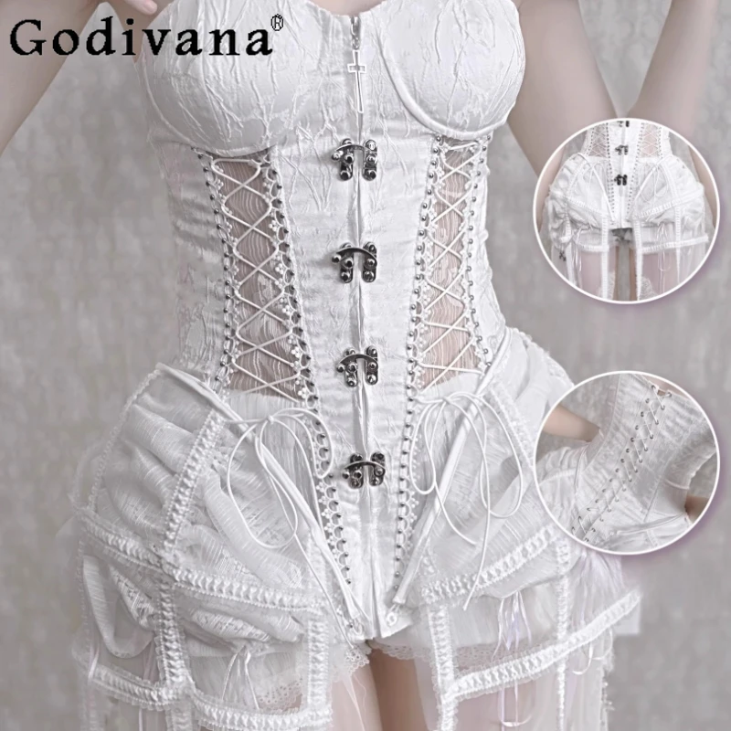 Halloween Gothic Cos Set da 3 pezzi Pantaloncini a lisca di pesce Pantaloncini a pendolo in rete Abiti da ragazza Abiti da festa eleganti e dolci da donna