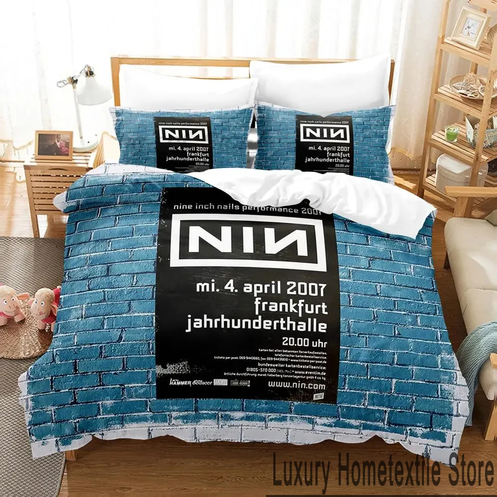 

3D Print NIN Nine Inch Nails Bedding Set Duvet Cover Bed Set Quilt Cover Pillowcase Comforter king Queen Size Boys Adult Bedding