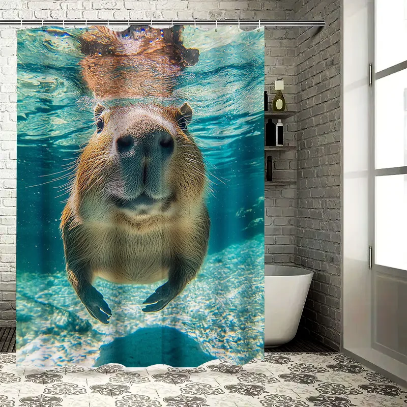 High-quality waterproof shower curtains featuring adorable underwater animals designed for a cozy bathroom experience. Great gif