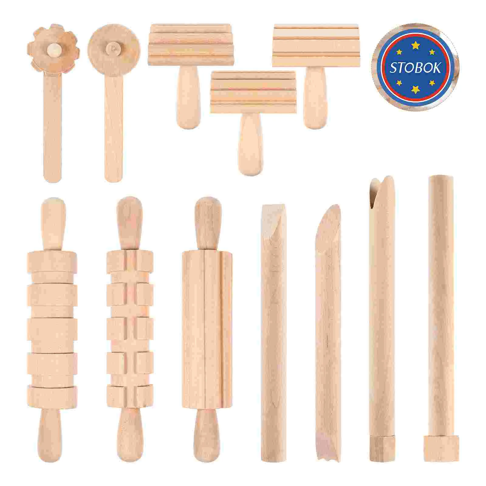 Plasticine Tools Clay Modeling Wooden Molding Pottery Toy Toolkit Carving for Kids Preschool