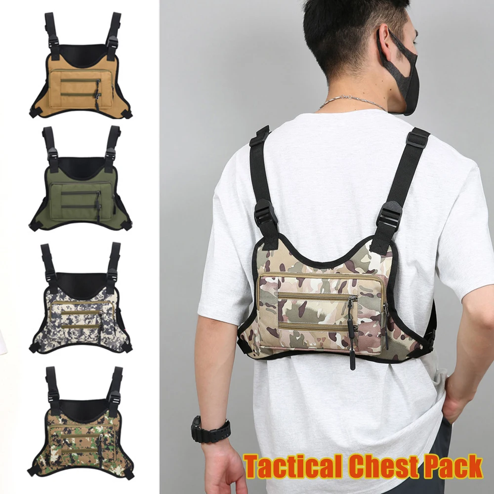 

Outdoor Tactical Chest Pack Multifunctional Digital Camo Cycling Vest Bag Waterproof Wear Resistant Sports Chest Rig for Hiking