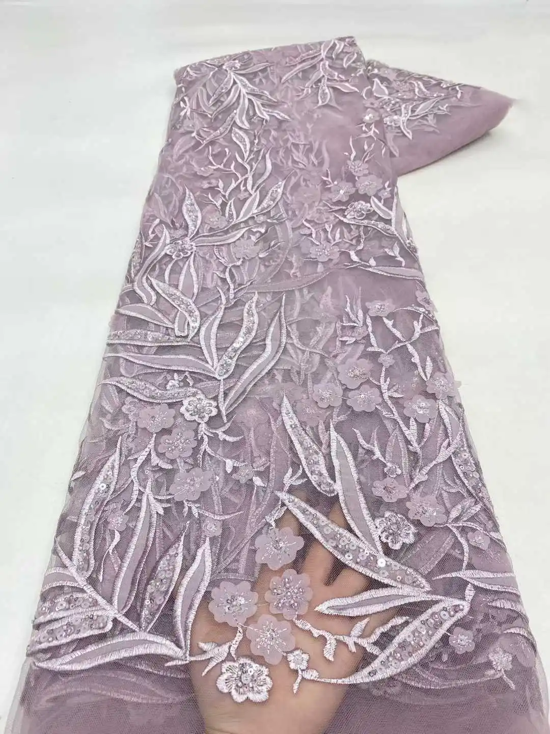 High-End Luxe Franse Borduren Bruidegom Kant Stof Mode Afrikaanse Nigeriaanse Met Pailletten Stof Voor Luxe Avondjurk