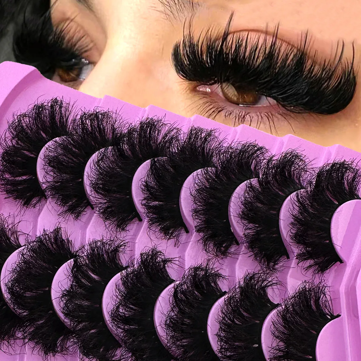 7 Pairs Thick 9D Faux Mink False Eyelashes Multi-Layered Curly & Fluffy, Soft & Voluminous Drama Messy 18- 25mm Ultra Long Dense