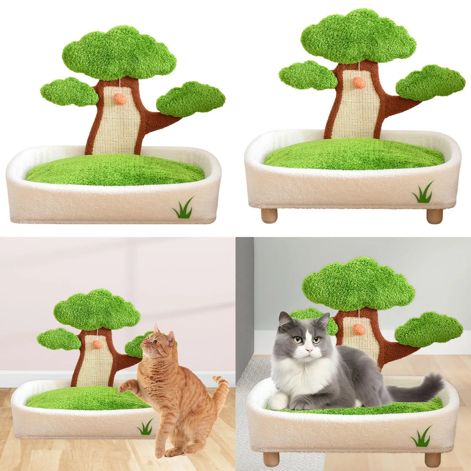 Cat Scratcher Mat Density Board 2 in 1 Bonsai House Scratch Pad Playground for Cats Indoor Training Furniture Protector