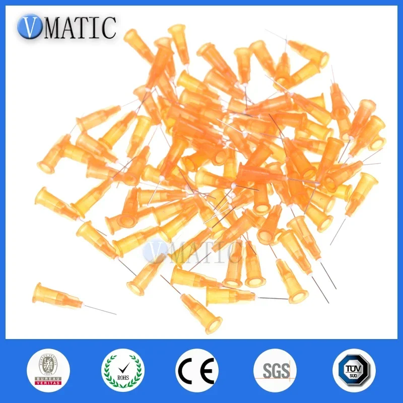 Free Shipping 100pcs 1/2 Inch Orange Plastic Adhesive Glue Syringe Stainless Steel 25Ga Blunt Dispensing Needle For Industrial