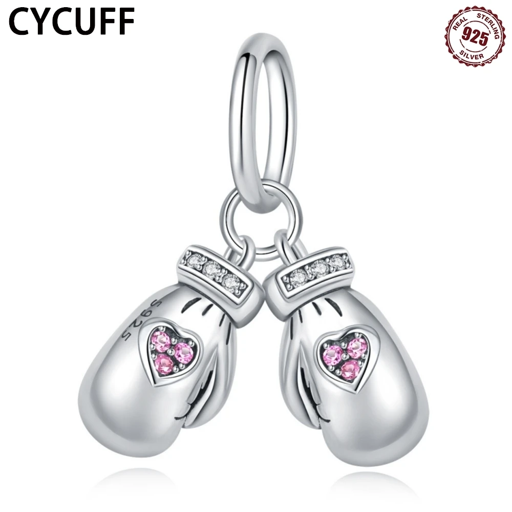 

CYCUFF New 925 Sterling Silver Bead Boxing gloves pendant suitable for women's jewelry Birthday Party Gift Charms Bracelet Diy