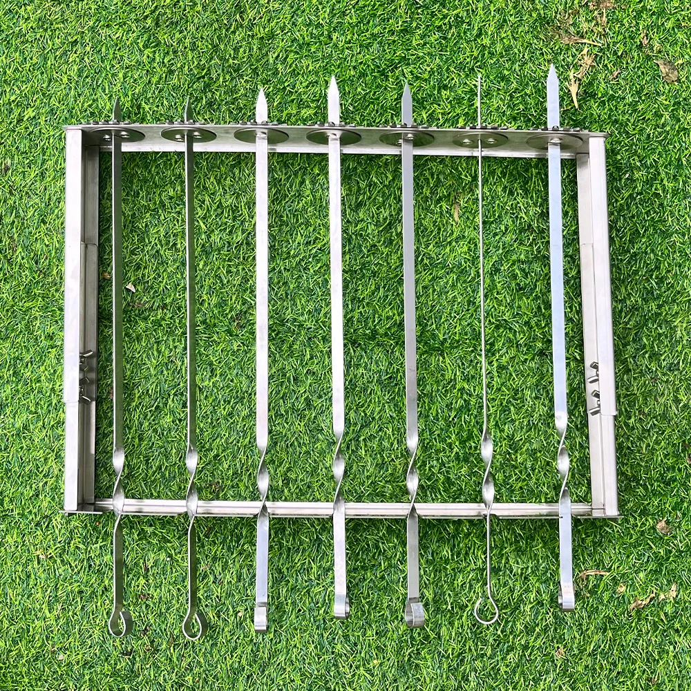 Portable Reusable Stainless Steel Shish BBQ Tools Kebob Skewer Rack Set Cooking Accessories for Outdoor Grills