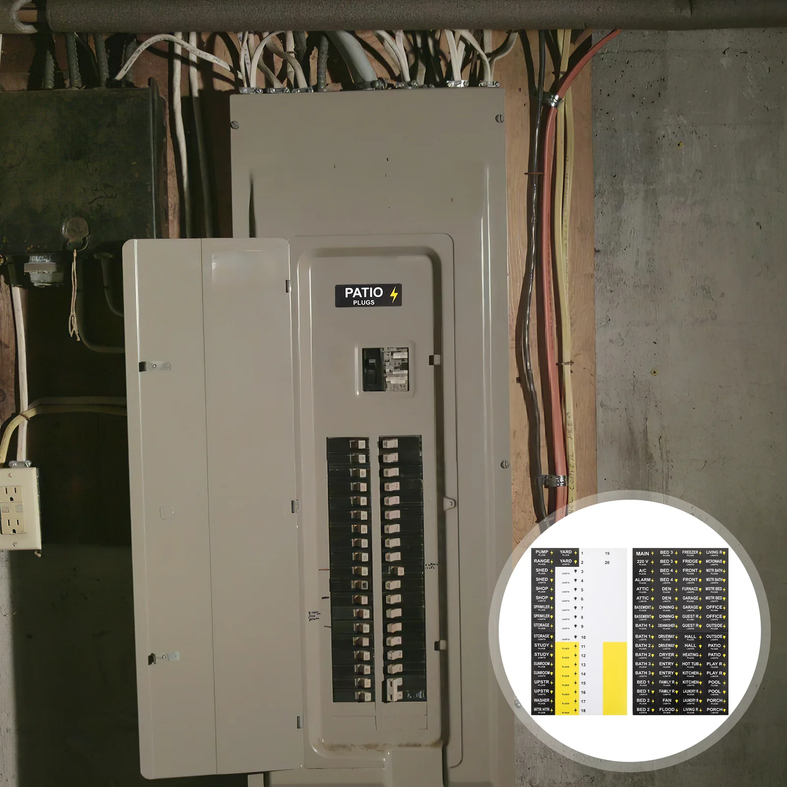 

3Sets Electrical Labels Breaker Panel Identification Stickers Waterproof Self-Adhesive Load Center Number Catalog Electrical Box