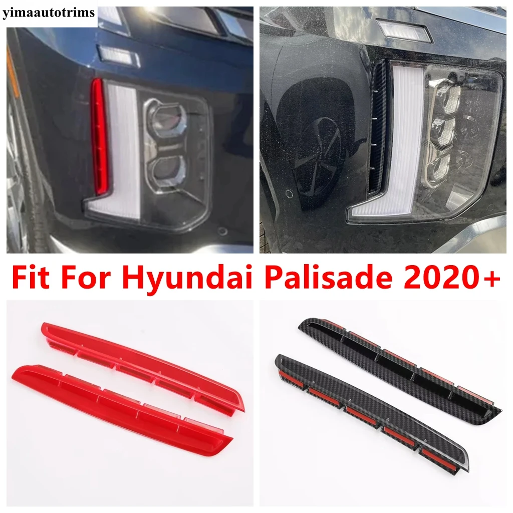 

Front Bumper Grille Fog Light Lamp Eyelid Eyebrow Cover Trim Fit For Hyundai Palisade 2020 - 2023 Red / Carbon Fiber Accessories