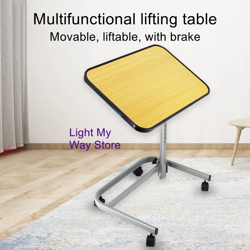 

Manual lift and folding hospital home computer desk folding all-in-one bedside table can be flipped desktop