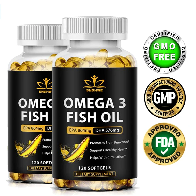 

Omega 3 Fish Oil Capsule Supplement Rich in DHA EPA Antioxidant Skin Eyes Immune System