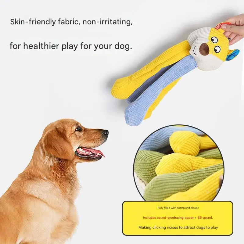 Brinquedo Interativo para Cães, Pelúcia com Som de Papel Enrolado e Guizo, Brinquedo Anti-Tédio para Mastigar com Som BB, Veludo Macio para Cães Grandes e Médios Brincarem Sozinhos em Casa