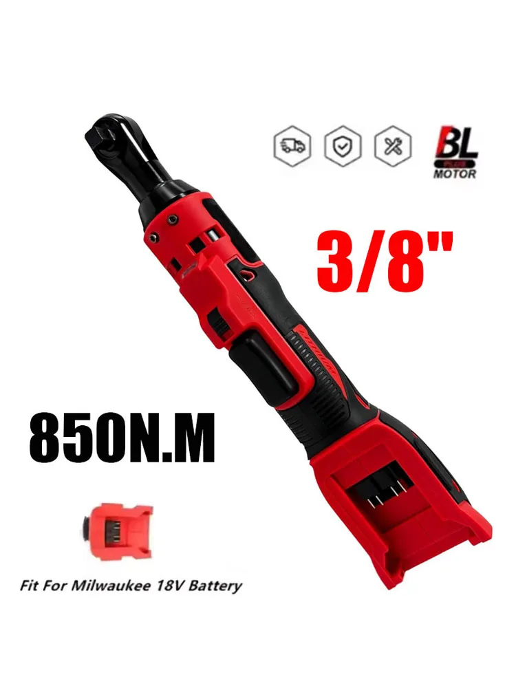 Klucz udarowy akumulatorowy Milwaukee 18V, 3/8 cala, bezprzewodowy, 850 Nm, do odkręcania śrub i nakrętek, z diodą LED, narzędzia do napraw. — 2