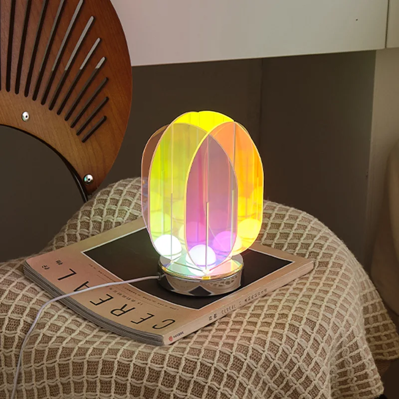 

Decorative Bedroom Colorful Acrylic Minimalist Art Desk Lamp Modern and Interesting Design Transparent Colorful Desk Lamp