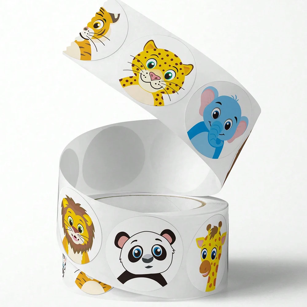 

500pcs/Roll Funny Cartoon Animal Reward Stickers Cute Child DIY Toy Decals for Suitcase Phone Guitar Decoration Sticker Kid Gift