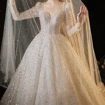 Tissu Brodé à Paillettes pour Robe de Mariée, 1Yard, Élégant, en Dentelle Perlée, à Faire Soi-Même, pour Robe de Soirée