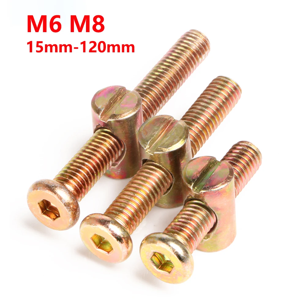 

M6 M8 Furniture Bolts Nuts Set With Barrel Dowel Nut Carbon Steel Zinc Plated Connector Fixing Screws Set Fastener