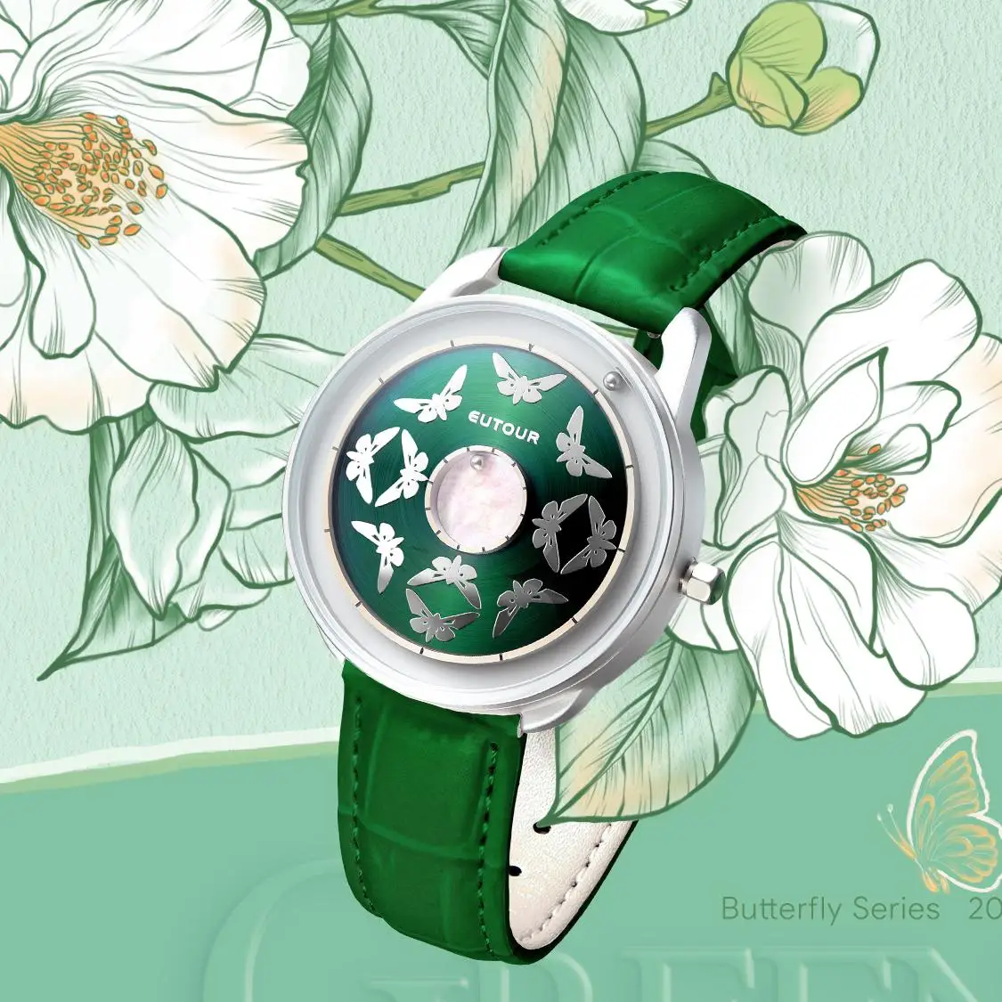 EUTOUR 2025 Elegant Butterfly Magnet Watch for Women Summer Garden Theme Stylish Accessory
