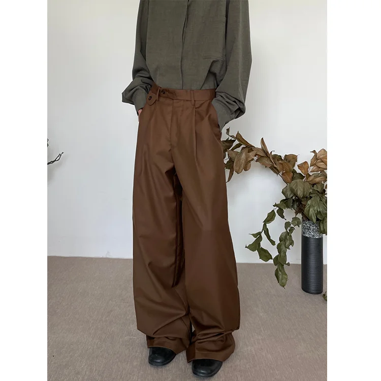 Korean retro drape suit trousers ins Japanese style loose wide leg straight floor mopping casual pants men and women y2k trendy