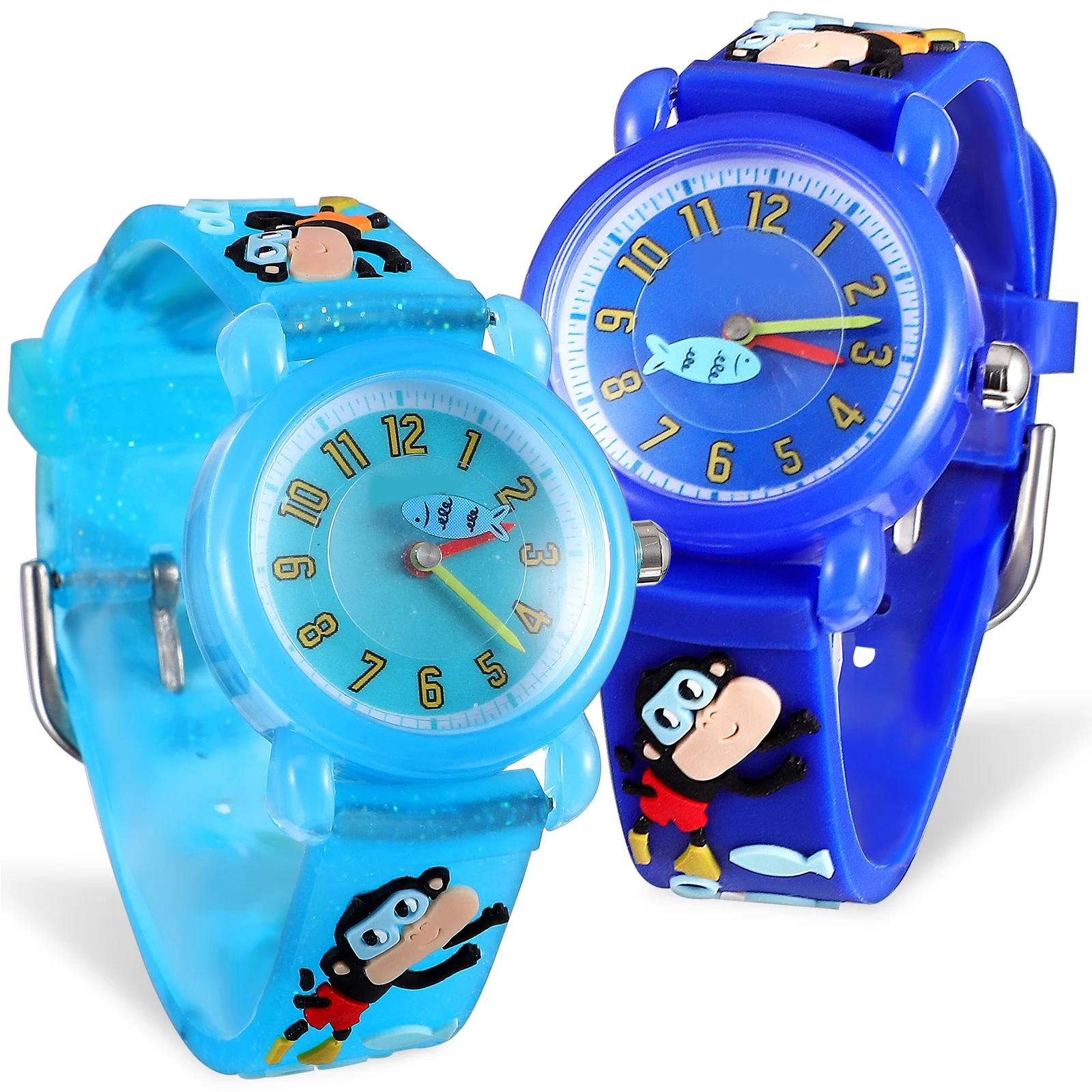 2Pcs Watches Cartoon Marine Theme Large Dial Time Awareness Watch Gift Watch Cartoon Watches