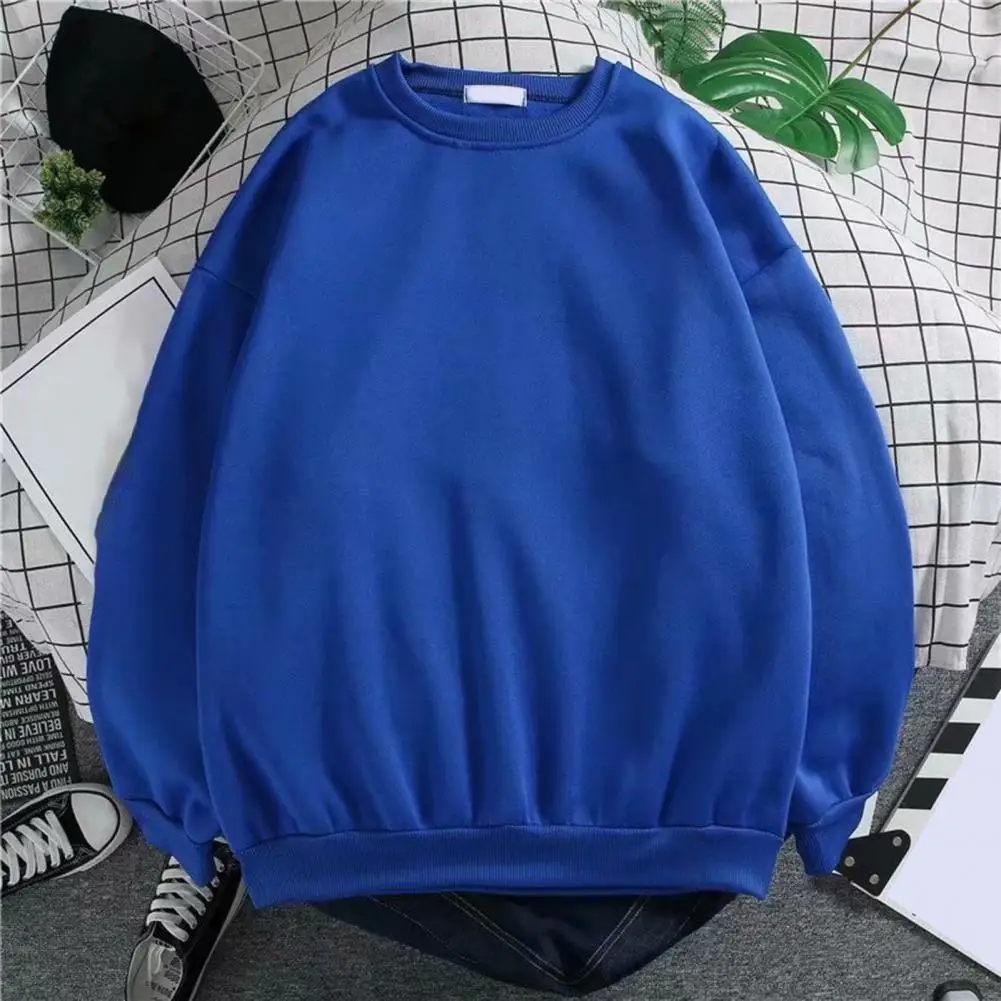 Men's Casual Sweatshirt Round Neck Multi-Color Winter Thickened Sweatshirt Men's Autumn Solid Color Sweatshirt Sweatshirt