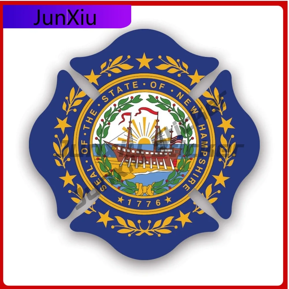 

New Hampshire State Maltese Cross Shaped Sticker Creative Decals Fighter Dept First Responder Symbol Of Protection State Flag