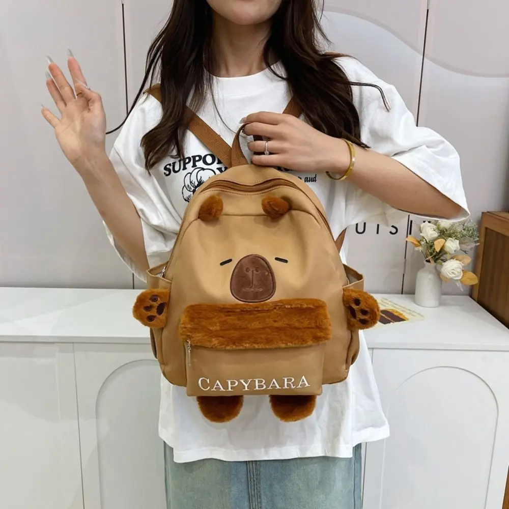 Bolsa de felpa de conejillo de indias Capybara, mochila de algodón de gran capacidad, bolso de hombro de dibujos animados, bolso de felpa lindo de moda