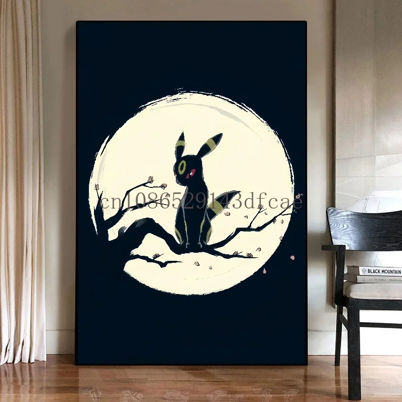 Pokemon Van Gogh Starry Sky Anime Figures Umbreon Watercolor Painting Canvas Posters and Prints Wall Art Picture for Living Room