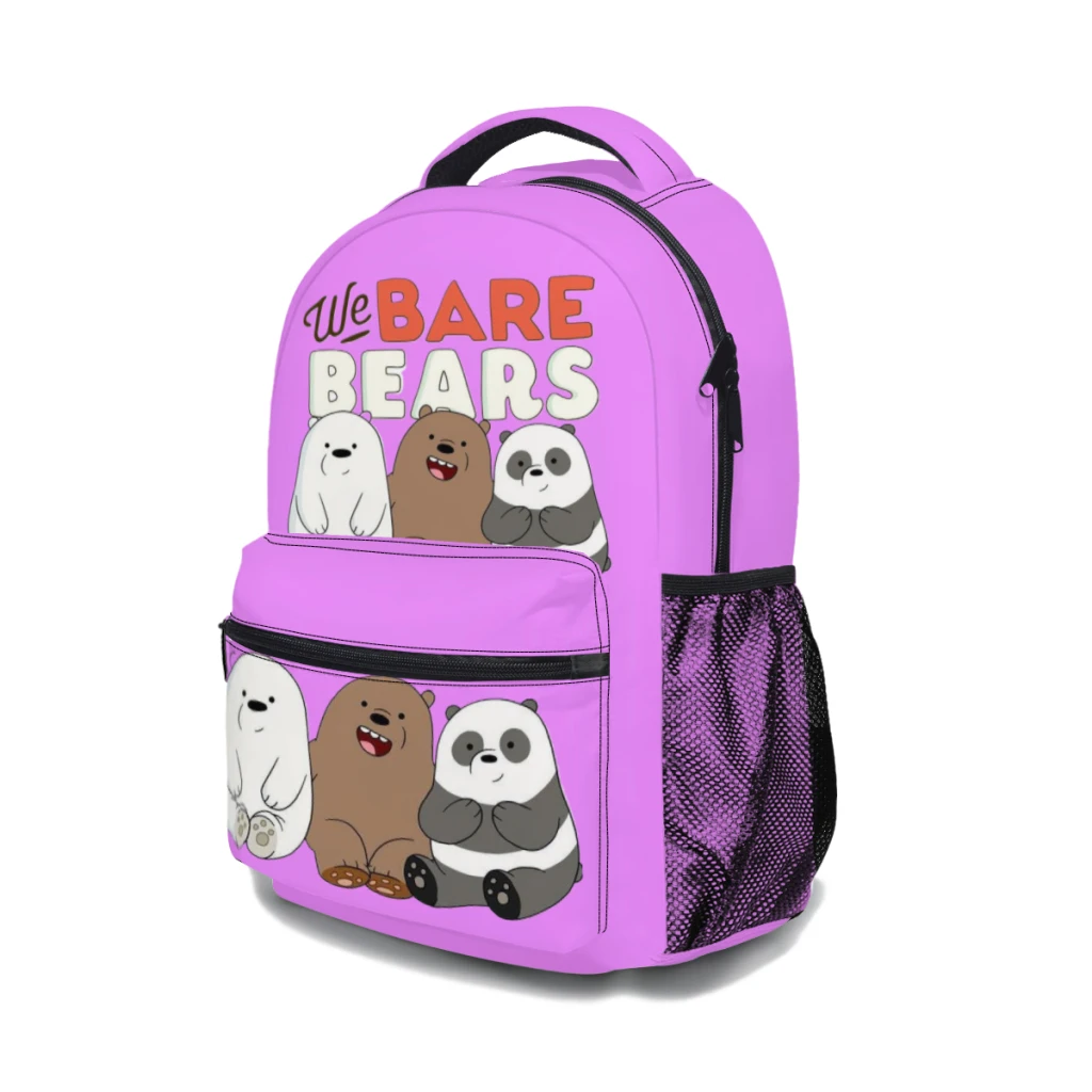 We Bare Bear-mochila impermeable de alta capacidad para niñas, morral escolar para ordenador portátil, bonita mochila de viaje