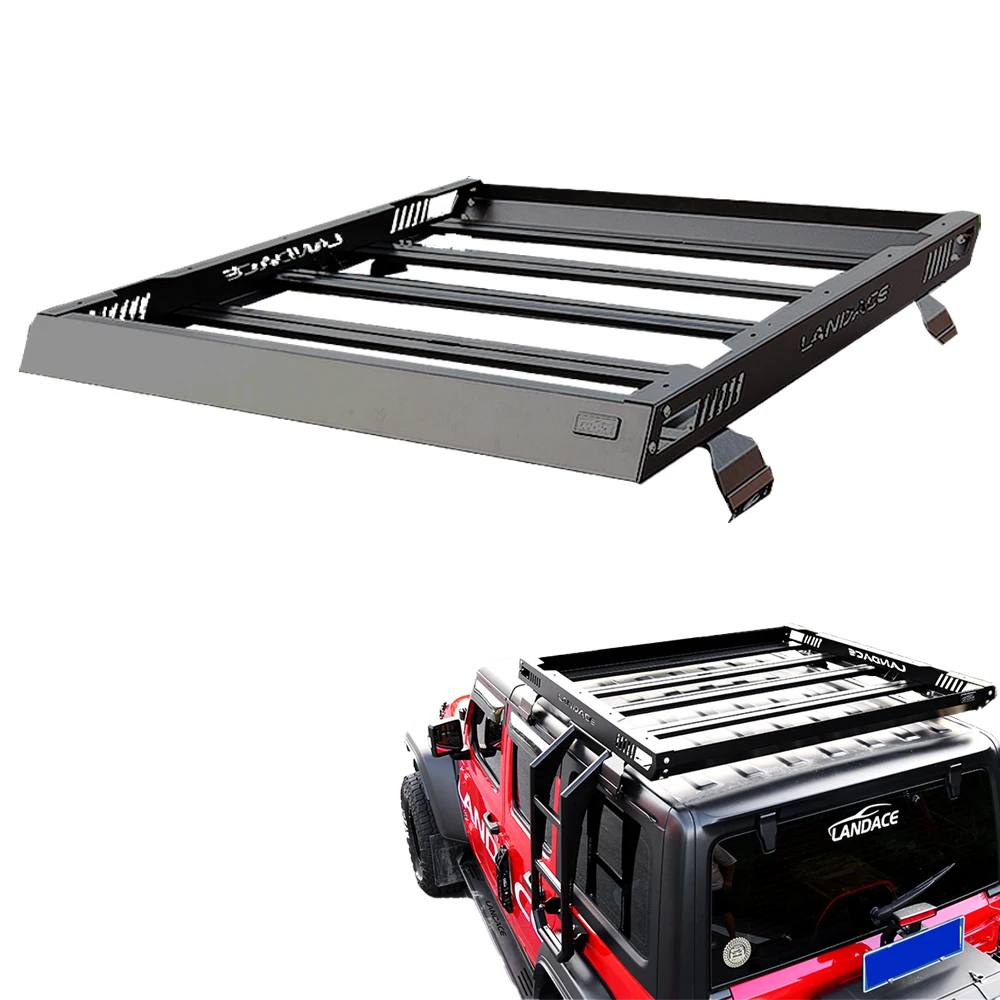 

Hot Sale Factory Made Automobile Top Travel Black Storage Cargo Aluminum Roof Rack Basket for for Jeep JL and JT