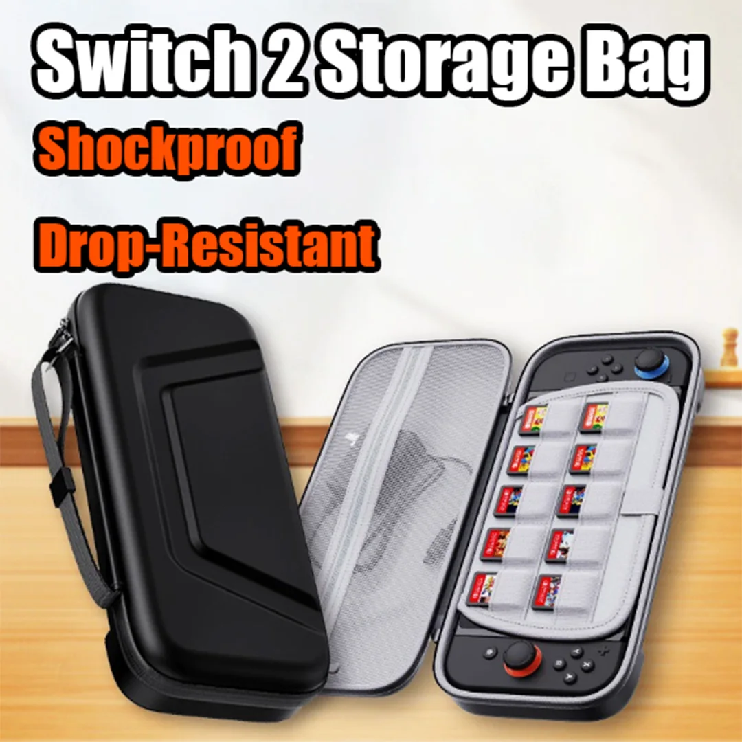 

For Nintendo Switch 2 Portable Storage Bag EVA Material Large Capacity Travel Bag Game Bag with 10 Game Card Slots For Switch 2