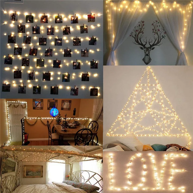 2M/5M/10M LED Photo Clip Lights String Fairy Lights Battery Box Garland Bedroom Home Party Photo Wall Wedding Christmas Decor