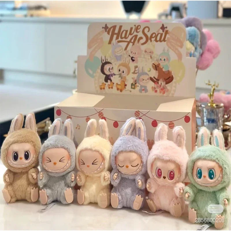 

High Quality Macaron Second-Generation Labubu Sitting Party Vinyl Plush Blind Box Toy 1:1 Surprise Box Accessory Children'S Gift