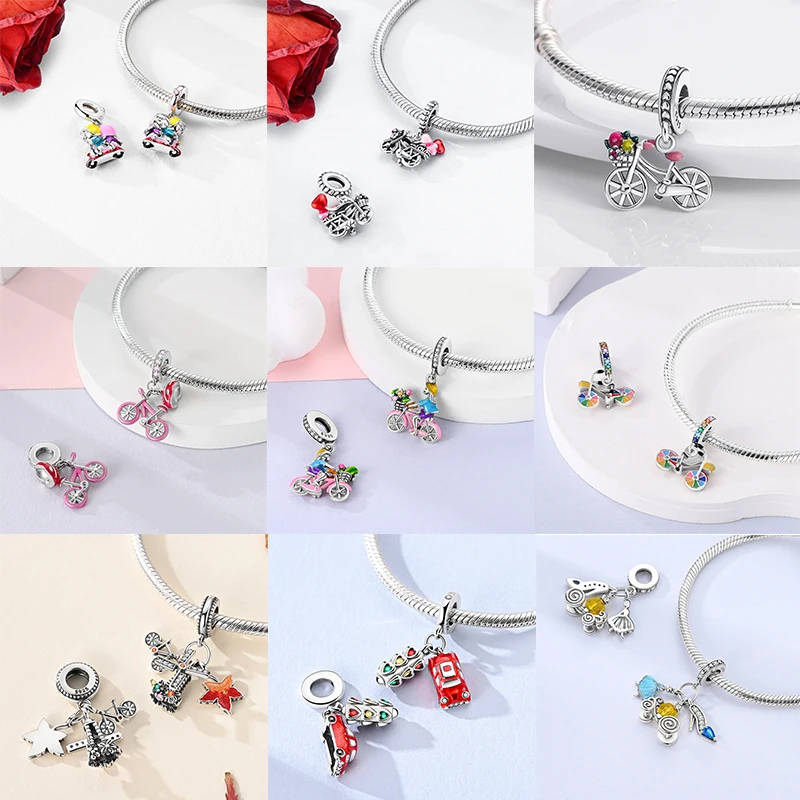 Hot Travel Vehicle Series 925 Sterling Silber Zirkonium Motorrad LKW Auto Charms Original passend für Frauen DIY Schmuck Charms – Detail 2