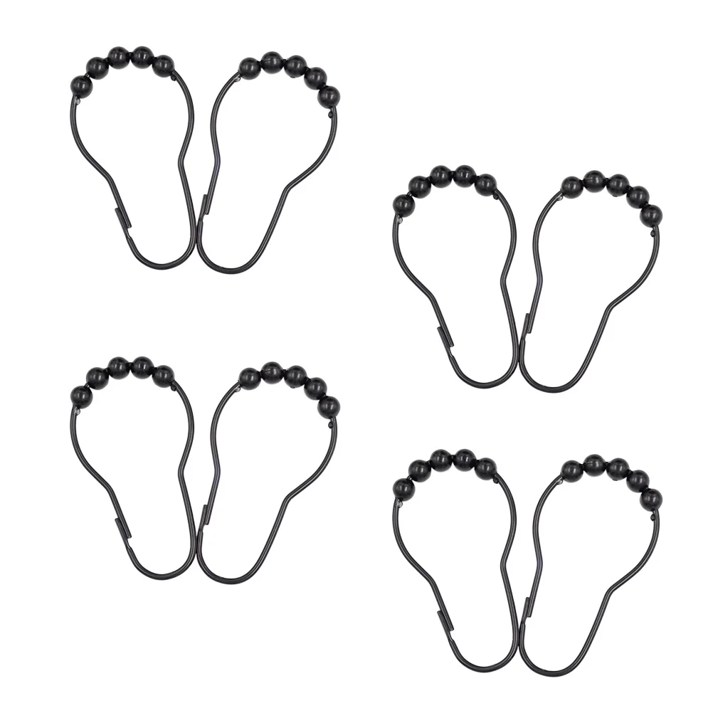 

12 Pcs Metal Hooks Silent Noise Reduction Easy Glide Bath Rings Curtain Metal Hooks Hook Decor Curtain Accessories