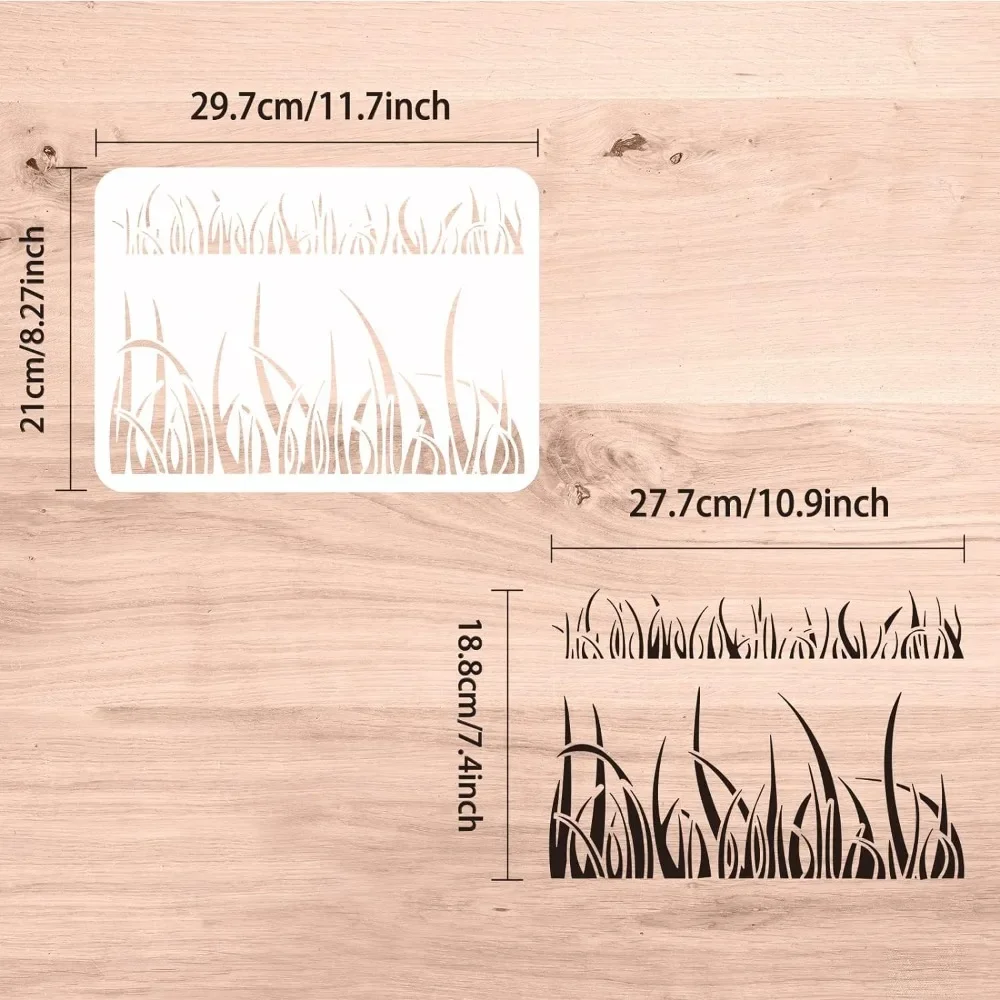 Grass Stencils 11.7x8.3inch Reusable Blade Grass Stencils Reed Grass Stencils Cattail Leaves Drawing Stencil Plants Stencil