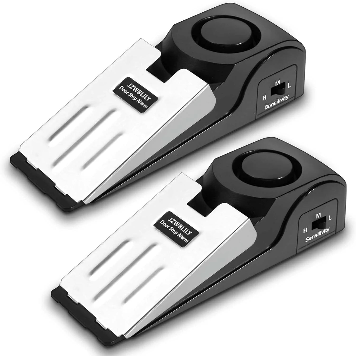 Upgraded Door Stop Alarm,  with 120DB Security for Traveling, , Hotel and Apartment (Black) (Pack of 2)