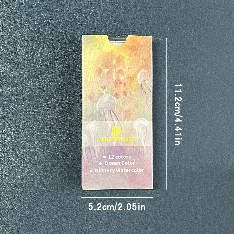 Ocean 12 Colors Pearl Watercolor Pigment,Metallic,Shimmer,Glittery Solid Paint Mini Travel Portable Kit for Painting,Writing