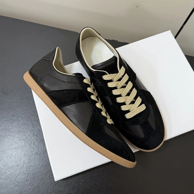 High-Quality Handmade Genuine Leather Retro White Sports Shoes Unisex German Training Shoes Luxury Soft Flat Casual WalkingShoes image 4