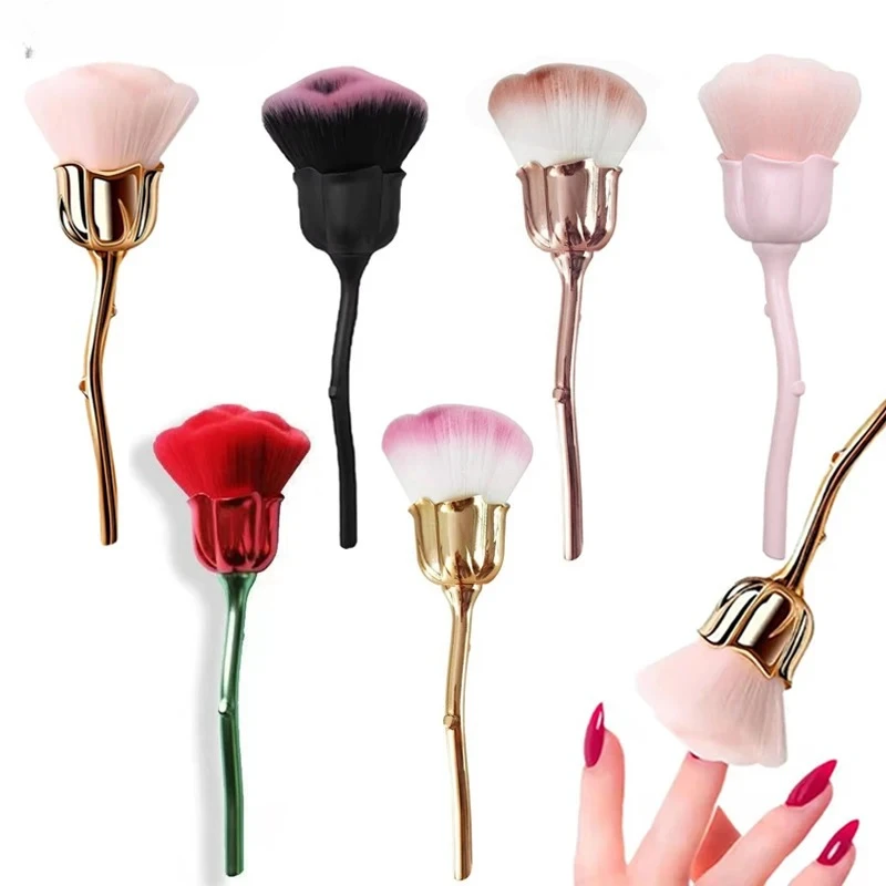 Flower Rose Nail Art Brush Remove Nail Dust Brushes Acrylic UV Gel Polish Powder Cleaning Tool Beauty Makeup Brushes