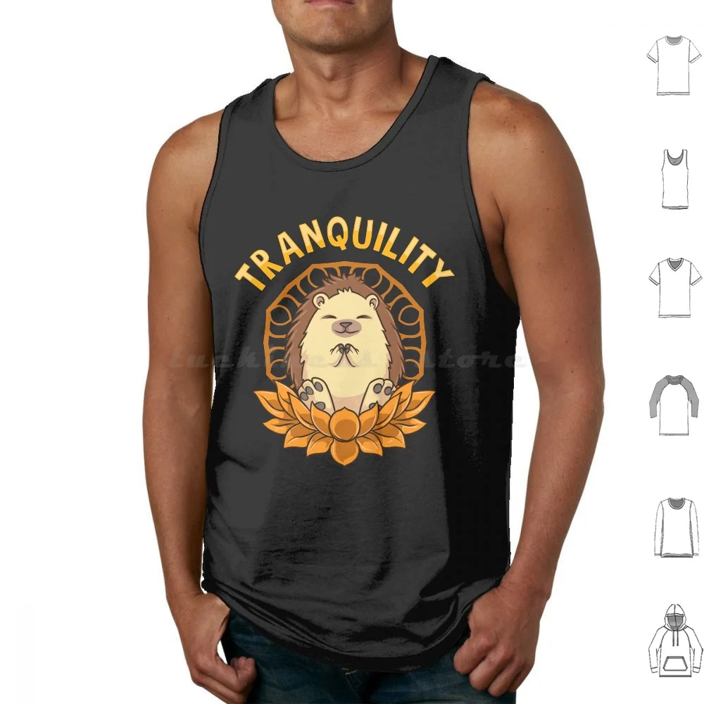 Débardeurs Tranquility Hedgehog, gilets sans manches, Tranquility Hedgehog, Hedgehog Tranquillité, Hedgehog mignon, Hedgehog drôle, Hedgehog adorable