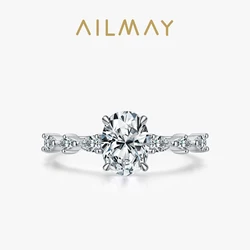 Ailmay Genuine 925 Sterling Silver Fashion Oval Top Quality AAAAA Zirconia Ring Engagement Wedding Fine Rings Jewelry For Women