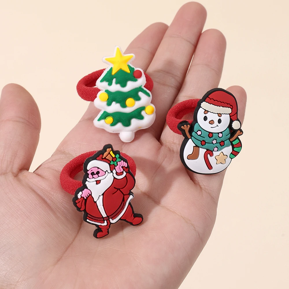 10 قطعة عيد الميلاد الكرتون الشعر التعادل للفتيات لينة المطاط سانتا كلوز ثلج مرونة عالية توك شعر طفل السنة الجديدة اكسسوارات